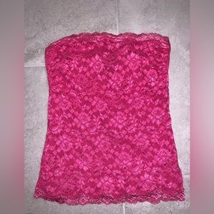Pink lace tube top